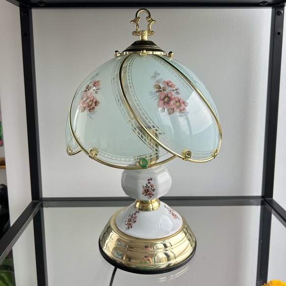 Vintage Other - Vintage Floral Glass Touch Lamp in Tiffany Style - 1980s